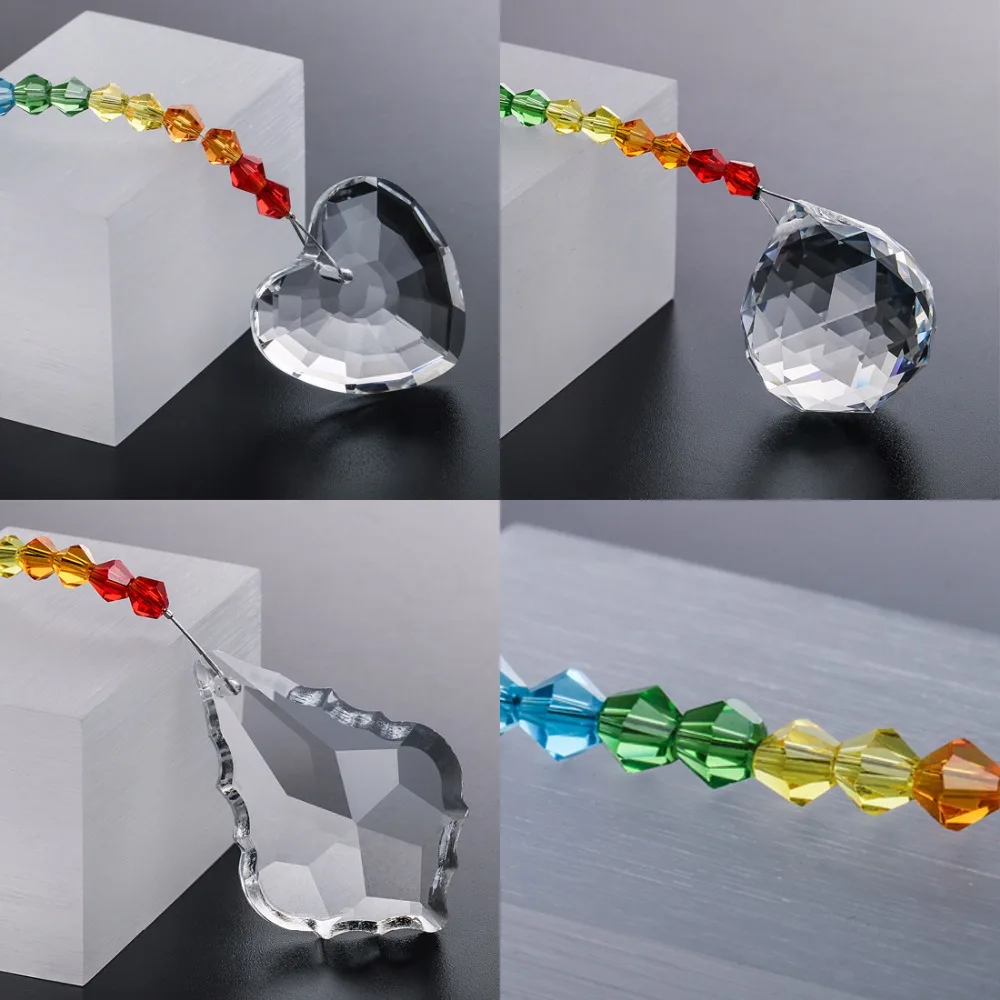 H& D люстра кристаллы призмы Радужная чакра Suncatcher с бисером украшения Висячие орнамент, набор из 3