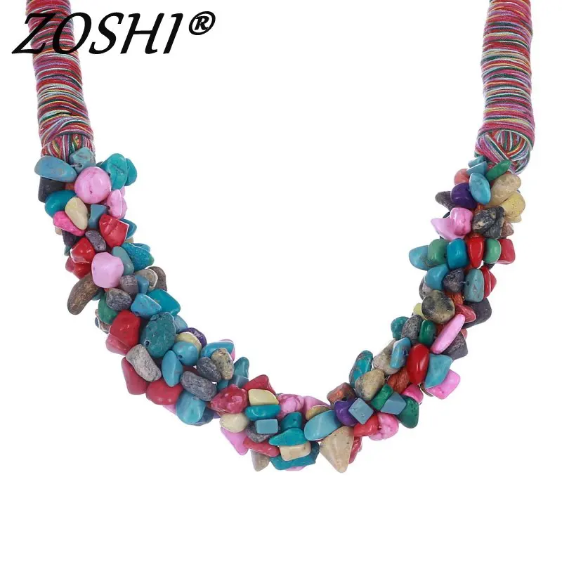 

2019 Hot Sale Boho Jewelry Multi-Color Natural Stone Choker Collar Necklace Bitches Gifts Collier Bijoux
