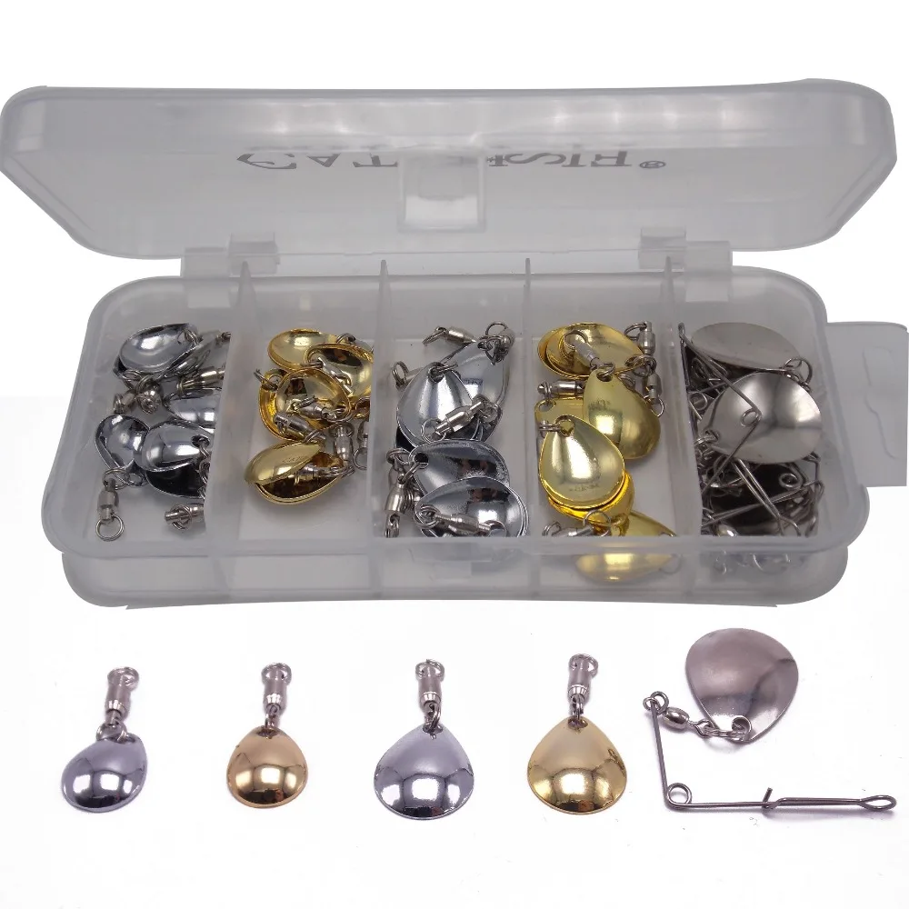 

41pcs spinner and buzz baits lure blades with ball bearing swivel replacement different size fishing tackle box