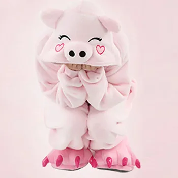 

Adults Lovely Animal Onesies Costumes Pink Pig Animal Pajamas Costume For Halloween Performance Winter Warm Pyjama Homewear