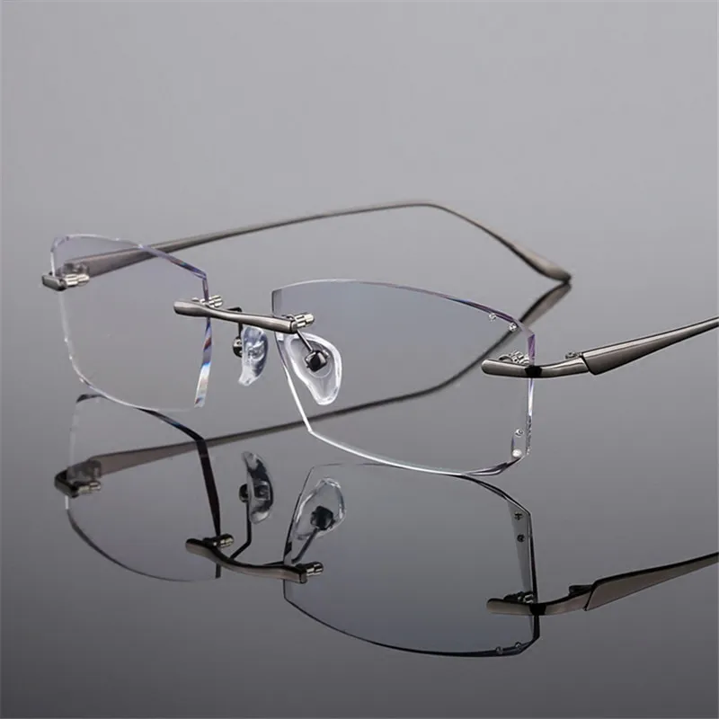 Titanium Eyeglasses Rimless Frame Fashion Exquisite Diamond Trim Mens