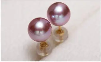 

charming pair of 9-10mm south sea round lavender pearl earring