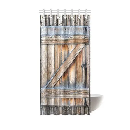 Rustic Country Barn Wood Door Shower Curtain Farmhouse Old Wooden