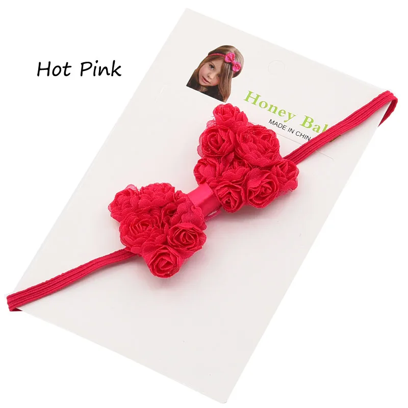 Hot Pink 2 шт. потертый розетка Луки Волосы Луки S Луки наряд для фотосессий Повседневное волос повязка Крещение подарок s фантазии Головные уборы - Цвет: Hot Pink