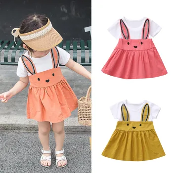 

Toddler Baby Kids Girls Cartoon Rabbit Bunny Ear Casual Dress Princess Dresses