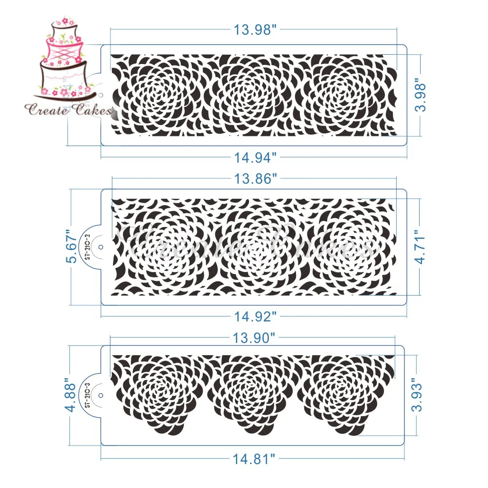 3 шт./компл. розы украшения трафарет для свадебного торта украшения трафарет для аэрографа торт Пластик шаблон Fondant(сахарная) инструменты DIY формы для выпечки