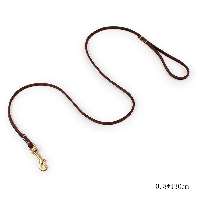 SYDZSW Pet Supplies Genuine Leather Dog Leash Wholesale Grade Copper Hook Large Dog Leash Labrador Shepherd Dog Products 0.8cm6
