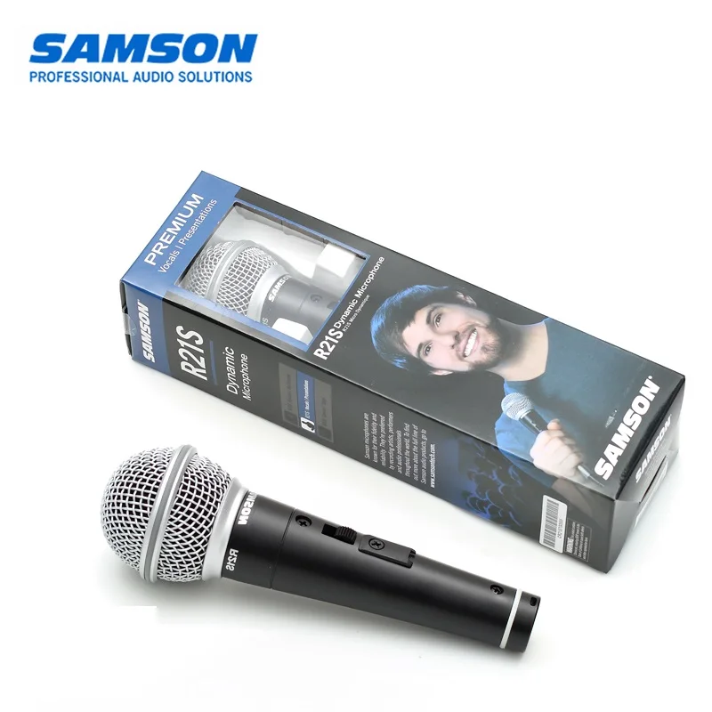 Профессиональный динамический ручной микрофон Samson R21S для караоке и записи с кабелем и зажимом для микрофона