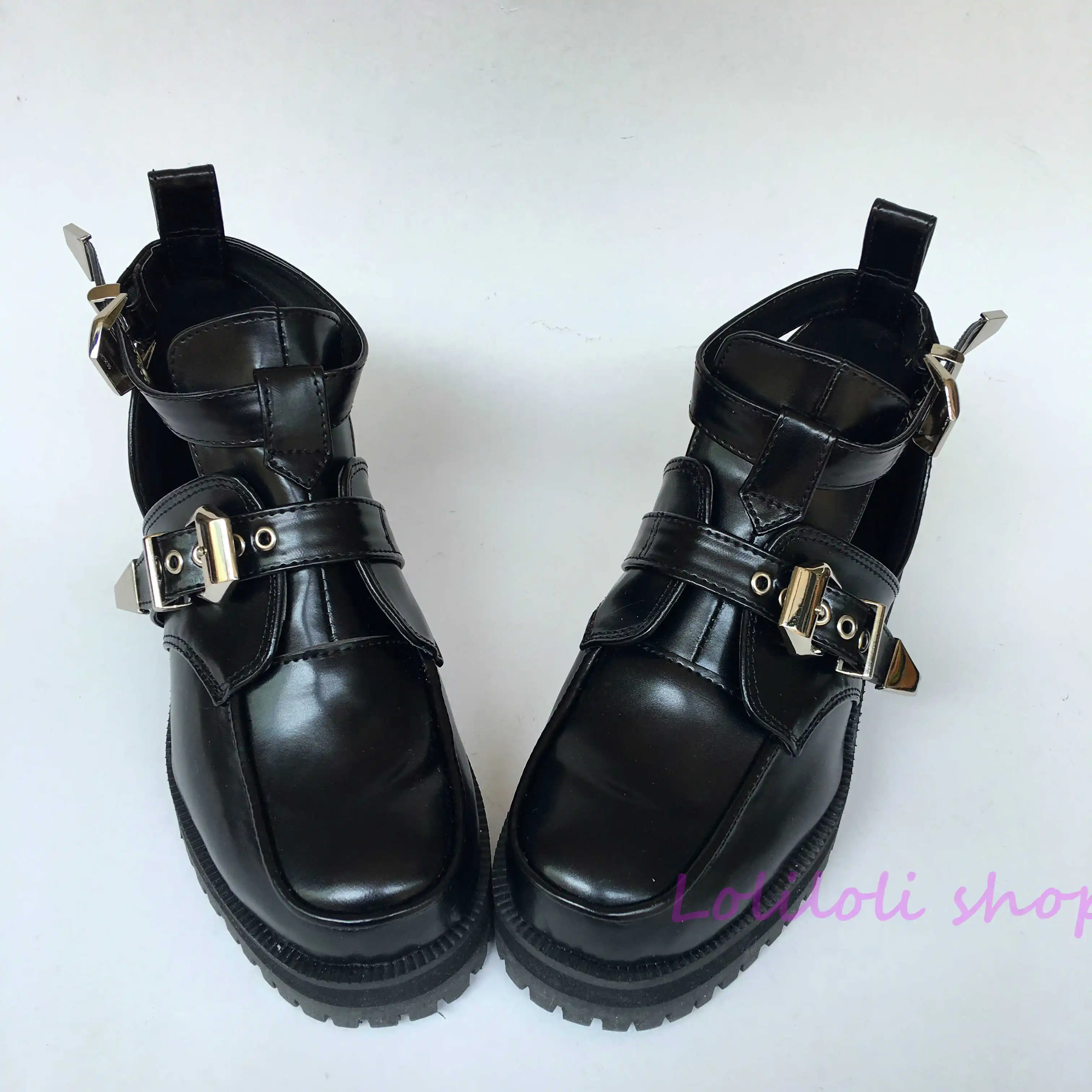 Princess sweet Black Matte lolita shoes Square heel Customer customization By Handmade Buckle ornaments Low-heel an1481 | Обувь