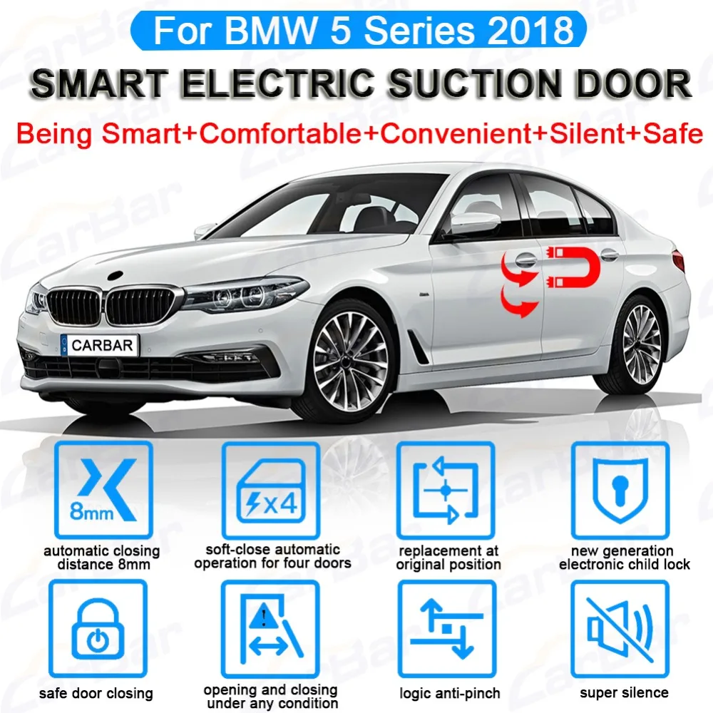 Smart Auto Electric Suction Door Lock for BMW 5 2018 Series Automatic Closing Super Silence 4 Door Installing Car Vehicle Door