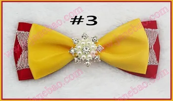 

free shipping 30pcs 3.5'' glitter stain ribbon hair bows diamond hair clips hair bows for girls poplar hair clips