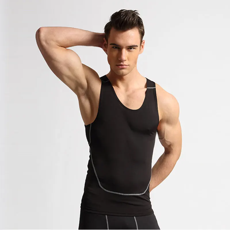 Plus Size S 3XL 2016 Fitness Men Sports Tops Compression Vests Compression Tanks Breathable Vest