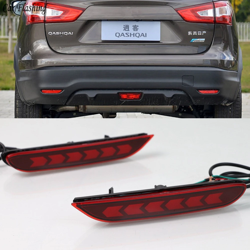 

1Pair Multi-function Car LED Reflector Lamp Rear Fog Lamp Tail Rear Bumper Light Brake Light For Nissan Qashqai 2016 2017 2018