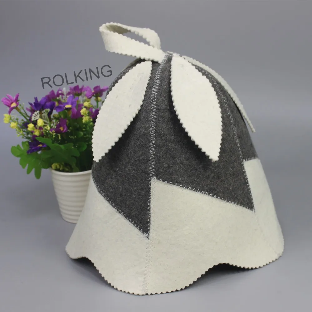 

best price wool felt bath products sauna sets(1hat and 1gloves),grey or white wool sauna hat, head circumference size 70cm