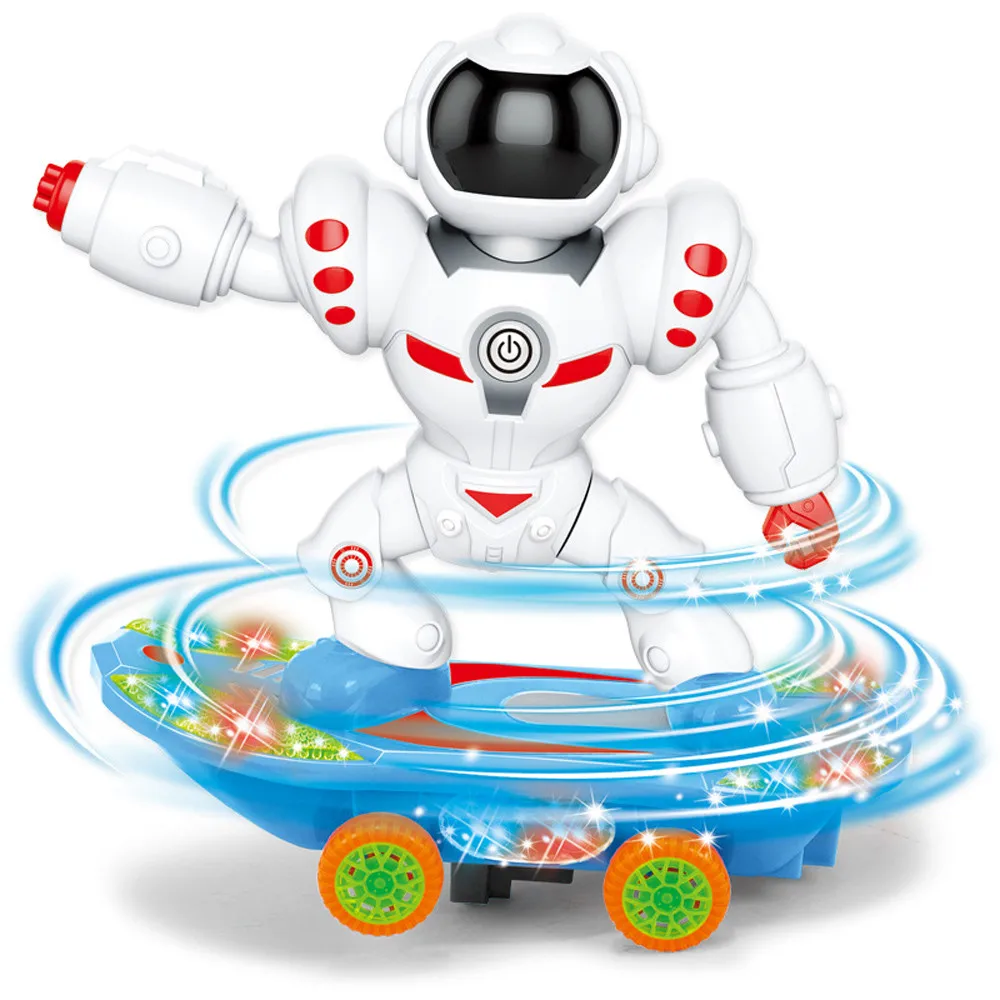 Robot toy intelligent interactive toys for children Fun Robot Scooter Children Electric Universal Light Music Model Toy D301212
