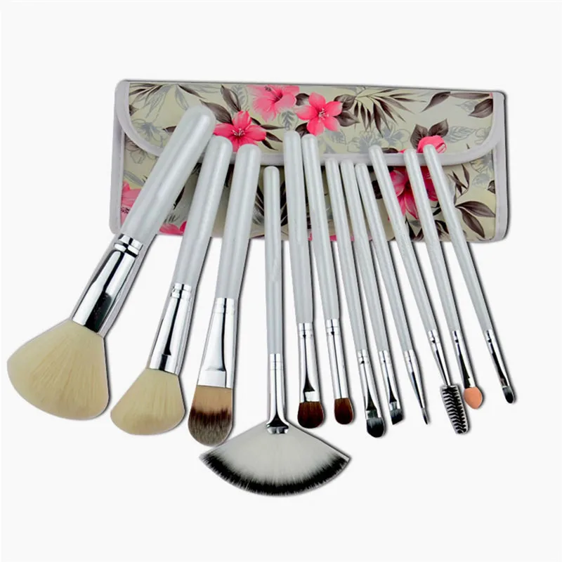 

12 Pcs Makeup Brushes Set Pro Foundation Powder Eyeshadow Concealer Eyeliner Eyelash Brushing Brush with Traverl Pouch Bag Case