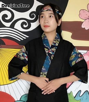 

2020 unisex japanese food service clothing chef apron chef work uniform designed cook suit japanese kimono apron