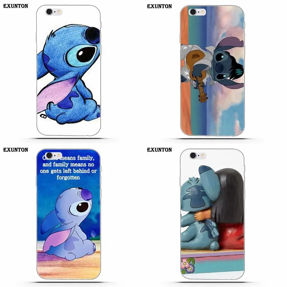 

For Apple iPhone 4 4S 5 5C SE 6 6S 7 8 Plus X TPU Cell Phone Cover Case Ohana Means Family Lilo Stich