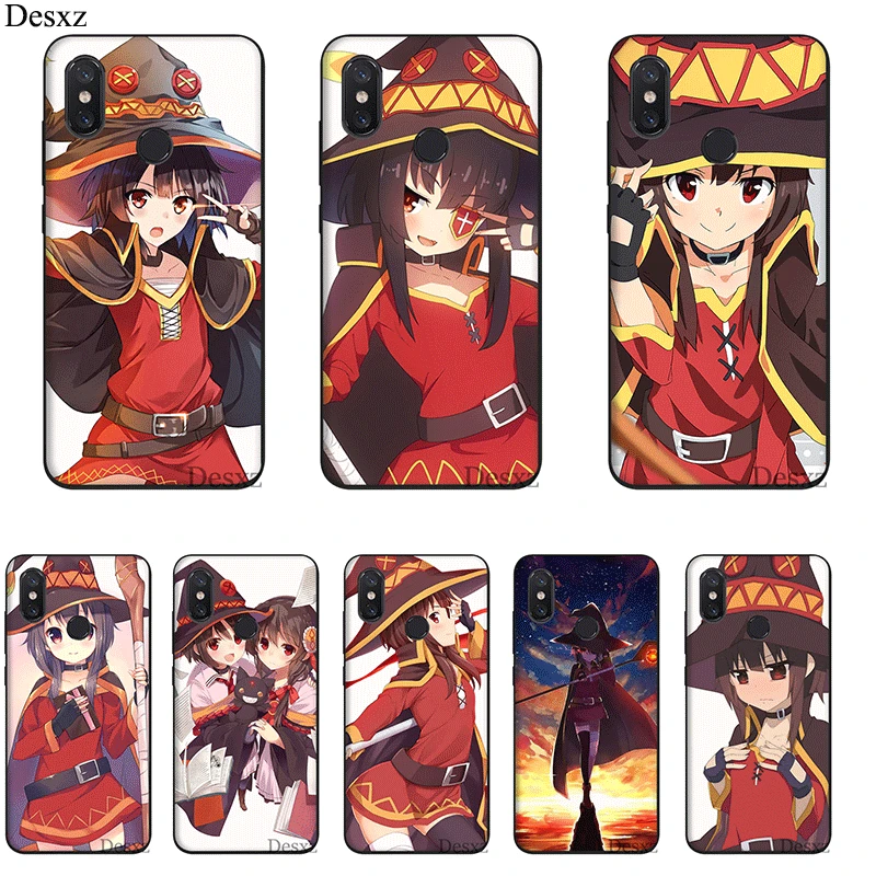 Мобильный телефон чехол для Xiaomi MiMAX3 6 8 9 10 SE A1 2 3 9T CC9 E Pro LiteSilicone Cover KonoSuba Megumin Kono Bag Shell