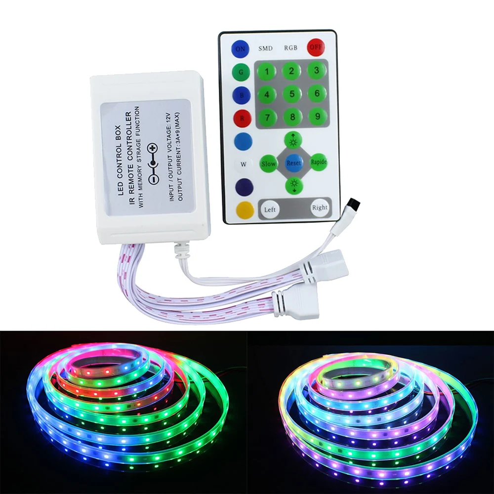

Magic Chasing Running LED Strip Diode Tape Controller 24 Key DC12V IR Remote Control 9 Channel 324W controller