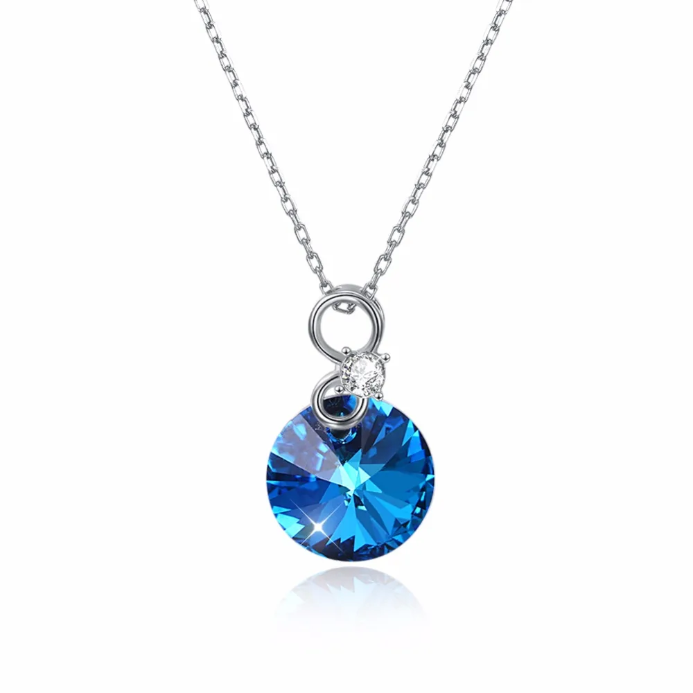 Strange Round Crystal Necklaces Made with Swarovski Crystal Real 925