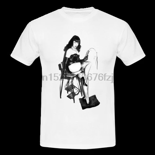 

Details about Bettie Page Fetish Bondage Whip Chair Kinky White Mens Retro Vintage T-shirt Tee