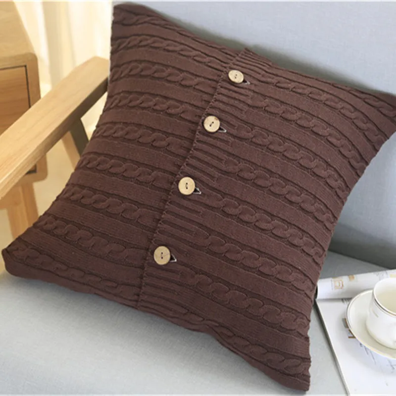 

New Vintage Nordico Knitted Twisted Cushion Cover 100%cotton Solid Throw Pillow Case 45*45cm Home Decoration Coffee High quality