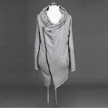 Мужской Длинный плащ в стиле хип-хоп, плащ с капюшоном для ночного клуба, DJ, певица, панк-рок, сценический костюм, мужские куртки в готическом стиле с Диагональной молнией