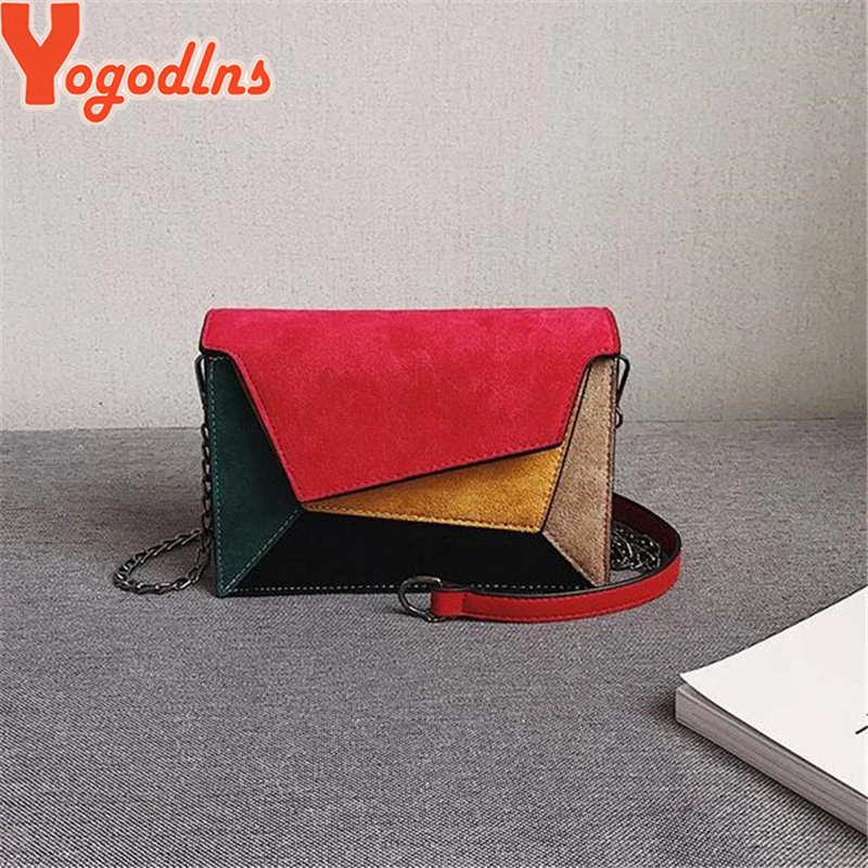 Yogodlns الرجعية ماتي خليط أكياس Crossbody للنساء حقيبة ساع سلسلة حزام حقيبة كتف سيدة صغيرة رفرف كريسس-حقيبة مقصية