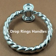 Dia 63mm modern simple shiny silver drop rings furniture handles bright chrome dresser kitchen cabinet drawer pulls knobs