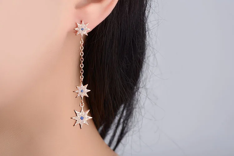 Женские длинные серьги гвоздики из серебра 925 пробы|fashion stud earrings|stud earringsearrings fashion |