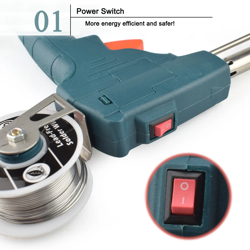 NEWACALOX EU 220V 60W Hand-held Internal Heating Soldering Iron Gun Automatically Send Tin with Power Switch Welding Repair Tool NEWACALOX EU 220V 60W Hand-held Internal Heating Soldering Iron Gun Automatically Send Tin with Power Switch Welding Repair Tool