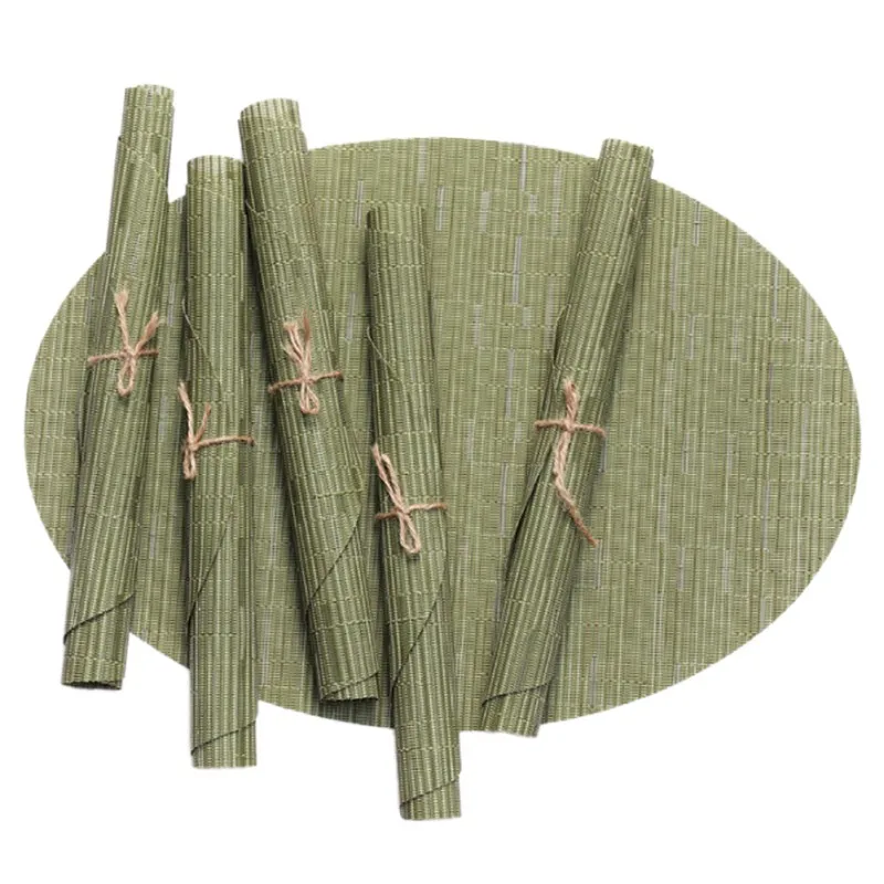 

45*32.5CM PVC Bamboo Weaving Heat Resistent Table Placemat Tableware Pad Waterproof Coffee Tea Place Mat