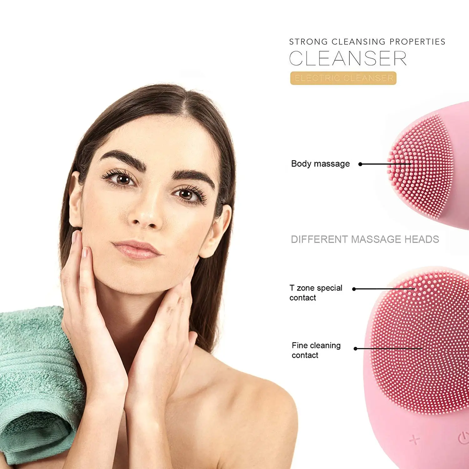 Waterproof Electric Silicone Facial Cleansing Brush Sonic Vibration Massage with Wireless Charging