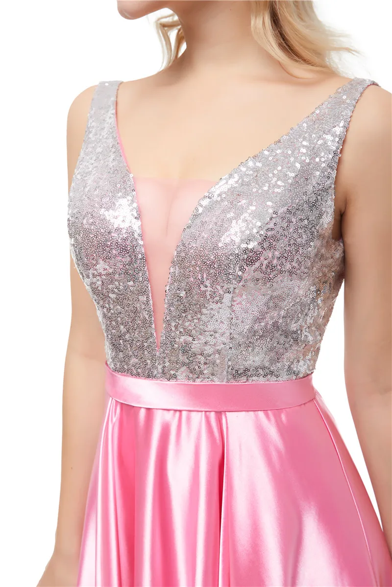 Sequined A Line silver Evening Dresses 2019 Long V Neck Formal Evening Gowns Party Prom Formal Party Dresses reflective dresses Sequined A Line silver Evening Dresses 2019 Long V Neck Formal Evening Gowns Party Prom Formal Party Dresses reflective dresses