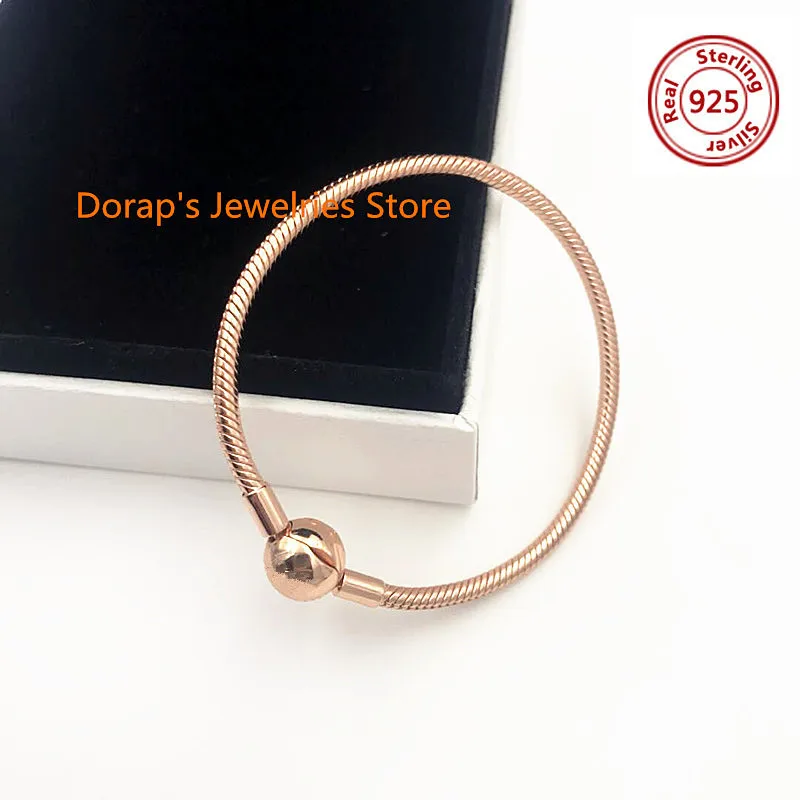 

2019 NEW logo Engraving 925 silver pandoras bracelet rose beauty bangles for women jewelry gifts,1pz