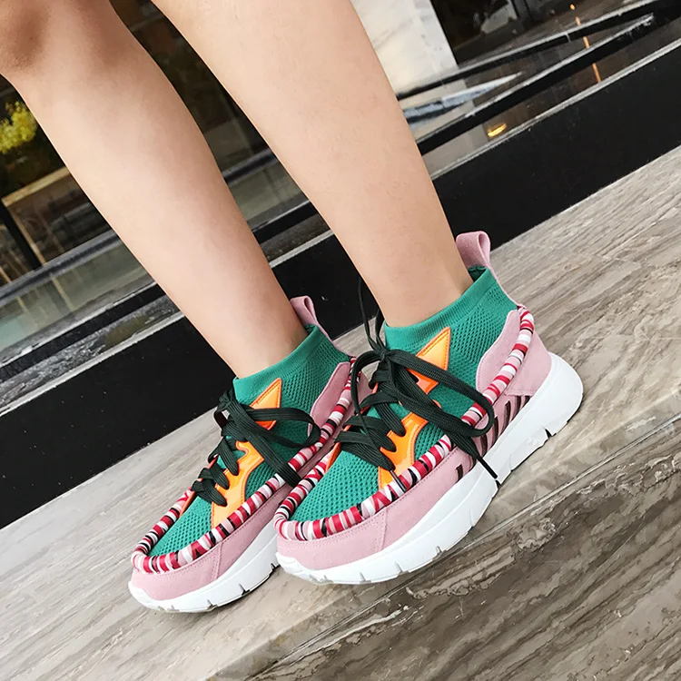Di Sportive Appartamenti as Up Donna Colorate E Tennis Casual Scarpe Sneakers Stretch Stivali Jogging Lace Alta Delle Caviglia Da Top 2018 Show Piattaforma Show Donne Della Corsa As 75wUF