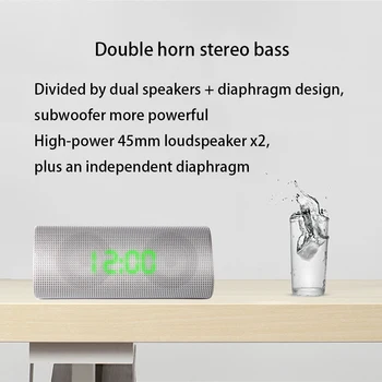 

Bluetooth Alarm Clock TF Card AUX Dual Speaker Stereo Portable Subwoofer Multifunction FM Radio Large Screen Digital Display