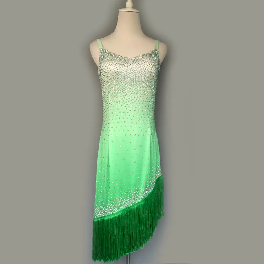 

New latin dance costumes sexy senior spandex stones latin dance dress for women latin dance competition dresses S-4XL A17