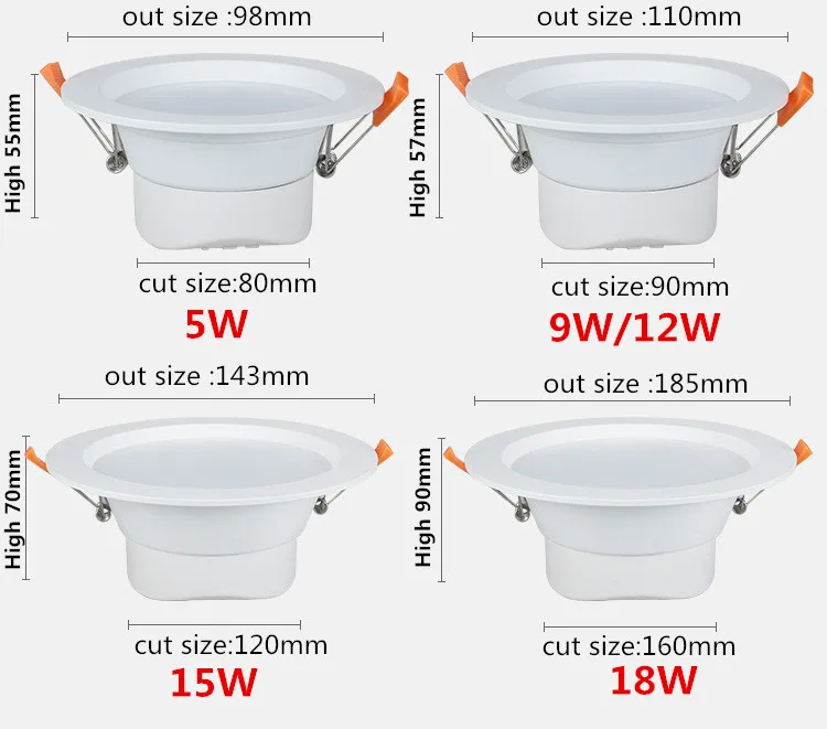Заводская Продажа 5W9W12W15W18W Led SMD 5730 светильники 60 угол луча теплый белый 2700K