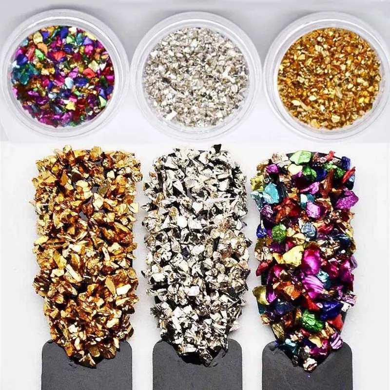 

New Fashion Broken Glass Rhinestones For Nails Decorations Irregular Stone Nail Mix Gems Nail Art Manicure Natural Stone