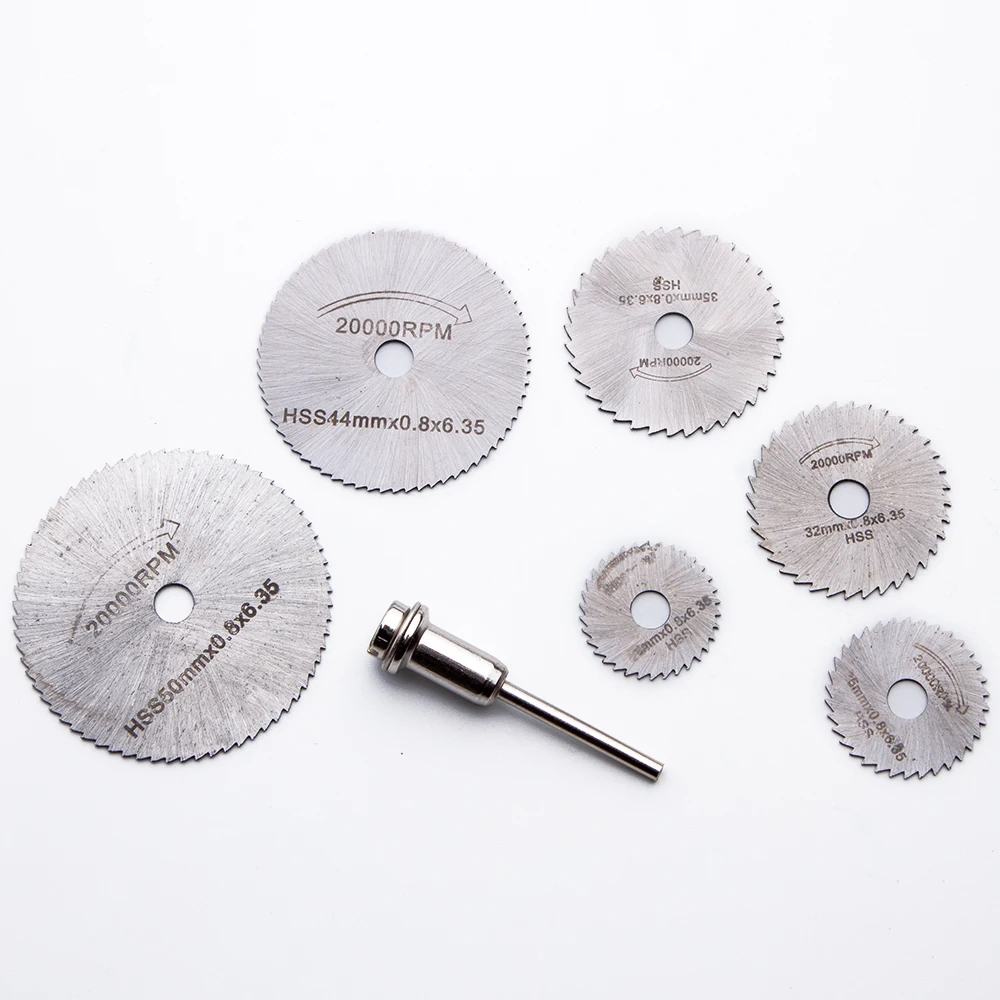 

7pcs/set Rotary Tools Mini Circular Saw Blades Cutting Discs Accessories For Drill Mandrel Cutoff Cutter Power Tools Multitool