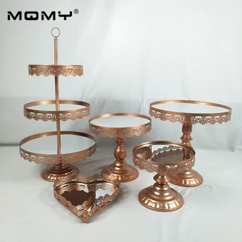 

Mirror Top Cake Stand, Modern Round Metal Wedding Birthday Party Dessert Cupcake Display Pedestal