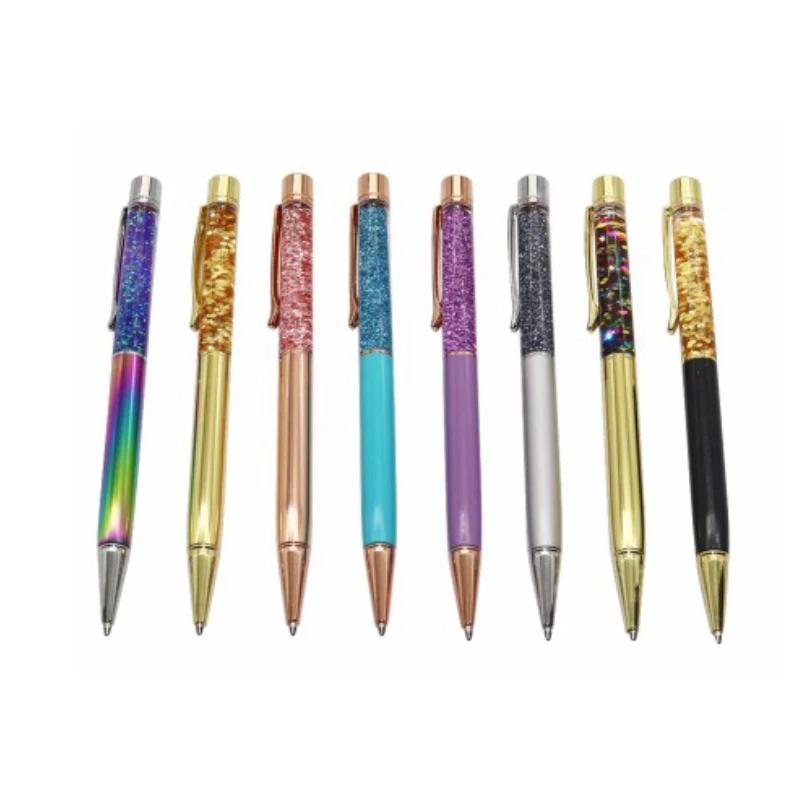 

Luxury Ballpoint Pen 1.0mm Flow Oil Crystal Gold Foil Metal Copper Colorful High-grade Gold Powder Quicksand Pen Office Supplies