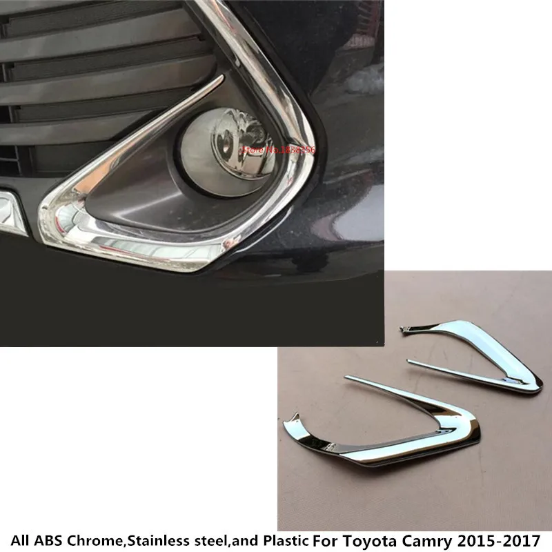 

car body front fog light lamp frame styling ABS Chrome cover trim part hood moulding panel 2pcs For Toyota Camry 2015 2016 2017