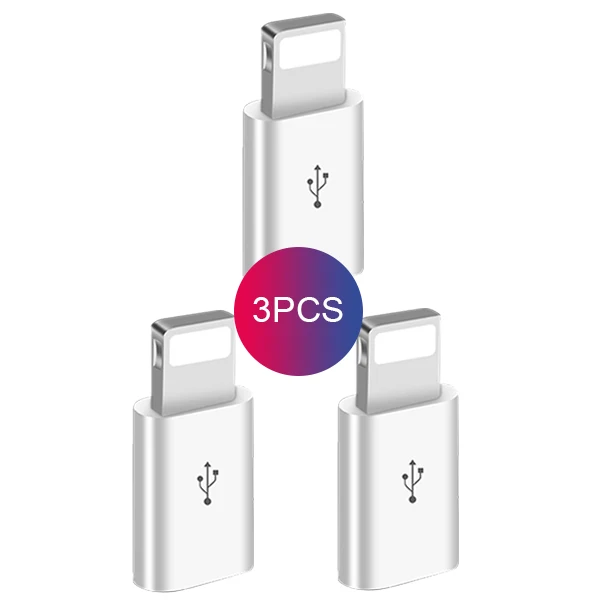 ACCEZZ 3 шт. USB OTG адаптер Micro USB Женский 8-контактный разъем для iPhone 6 7 X Plus XS XR Быстрая Зарядка разъем для передачи данных для samsung - Цвет: 3PC White