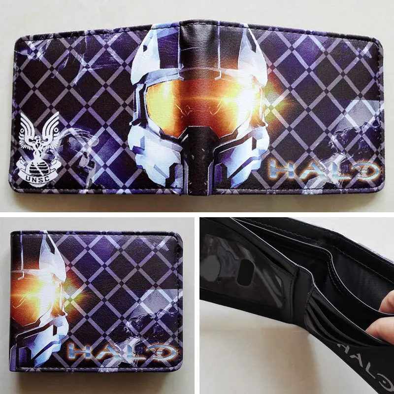 

2018 FPS Game Halo Logo wallets Purse Multi-Color 12cm Leather Man women New Hot W136