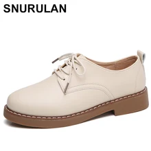 SNURULAN/Женская обувь из натуральной кожи; Новинка; повседневная обувь на плоской подошве; женская обувь на шнуровке; мокасины на плоской подошве; кроссовки; Zapatos MujerE499