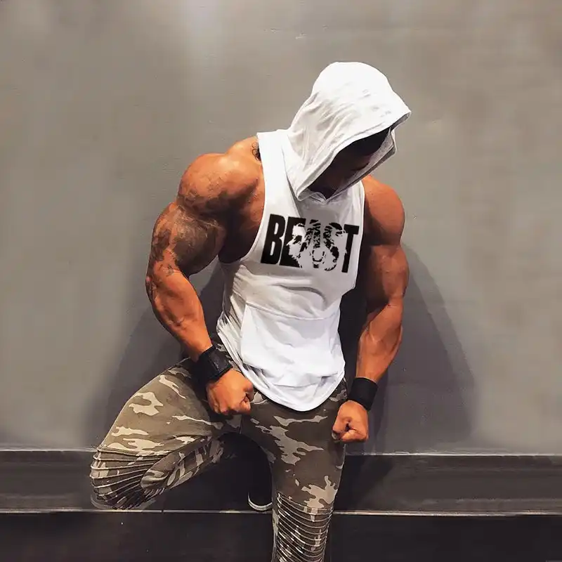 OA ONRUSH AESTHETICS Mens Athletic Muscle Fitness Sleeveless Hoodies Bodybuilding Gym Workout Sleeveless Hooded Shirts