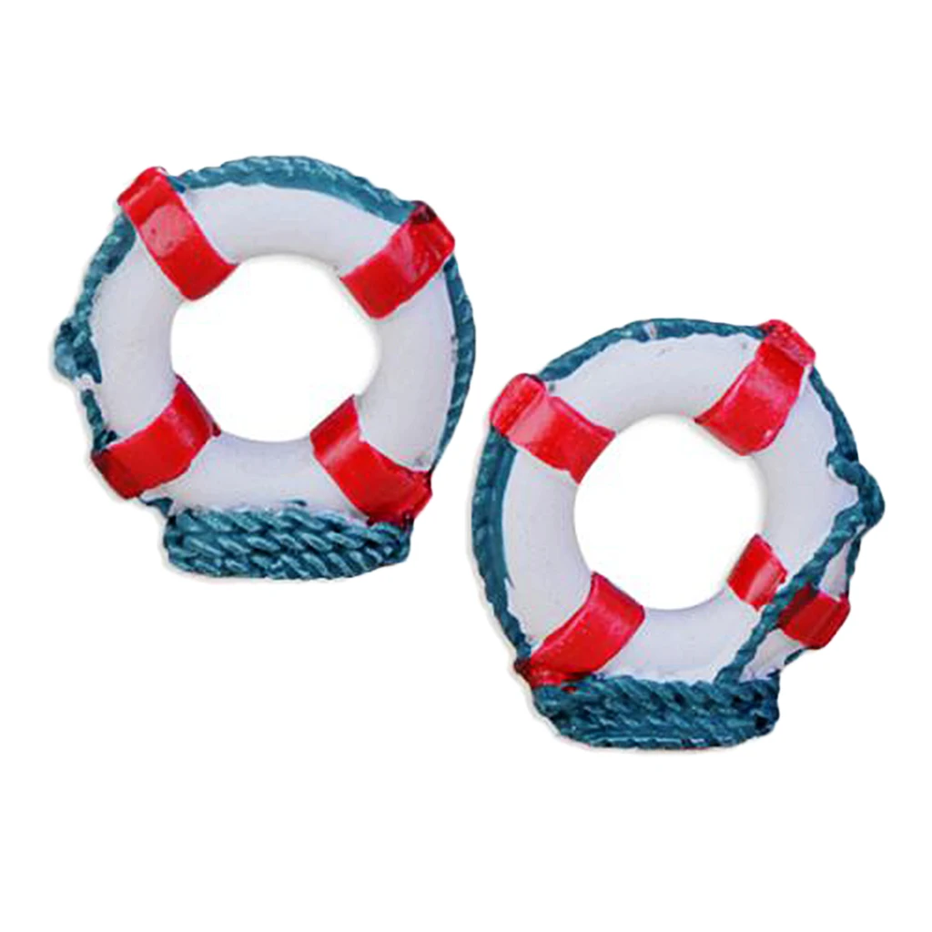2Pcs Mediterranean Style Decorative Life Buoy Home Marine Beach Decor